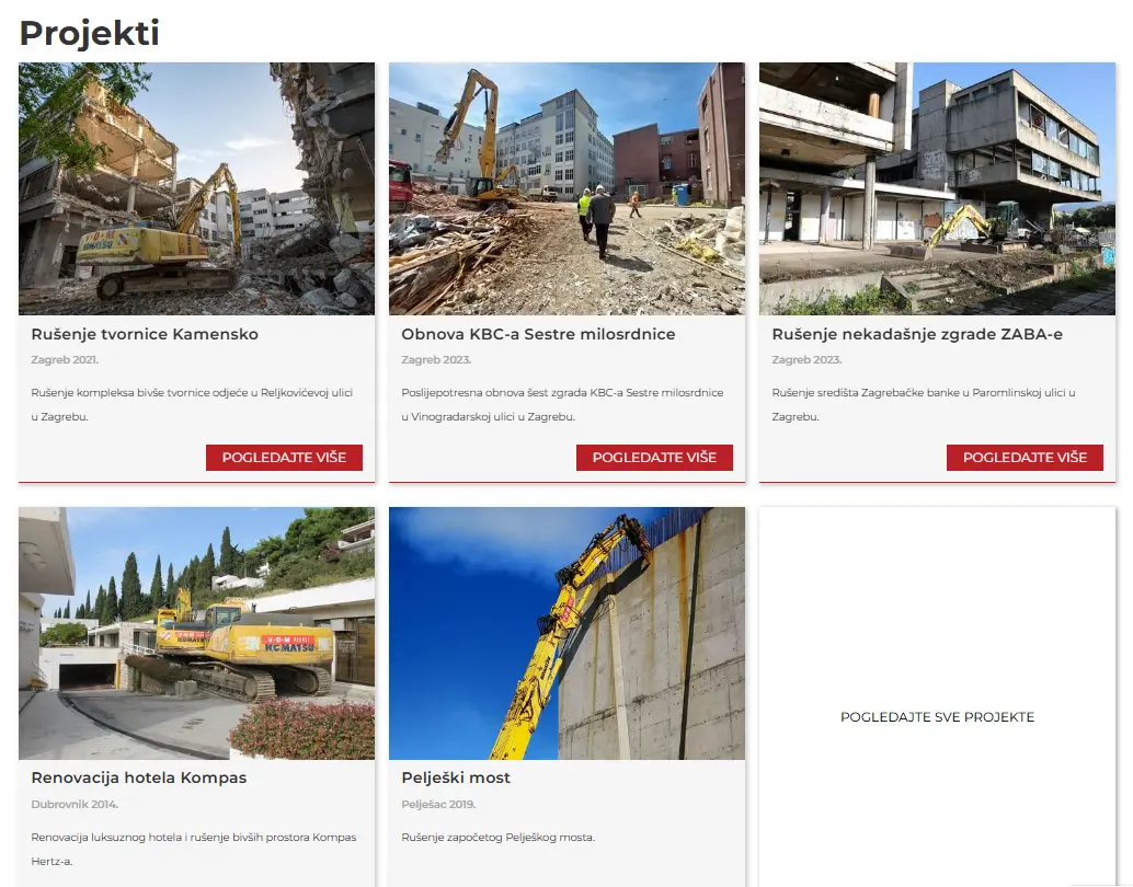 project section for construction company site