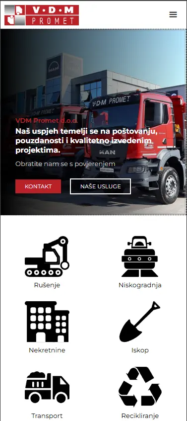 mobile website homepage